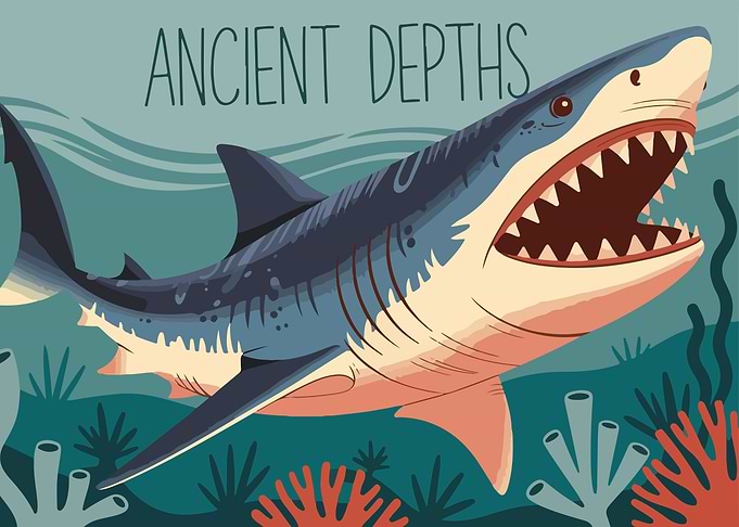 Ancient Depths Shark Illustration