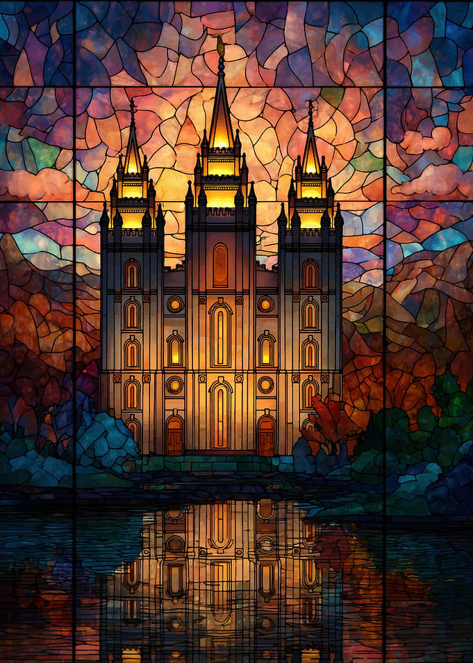 Stained Glass Temple Reflection