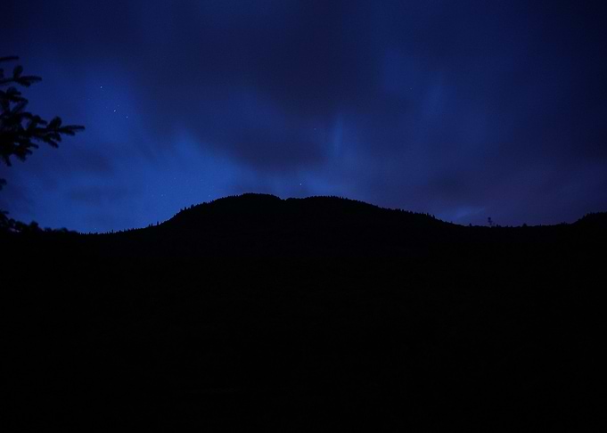 Night Landscape with Mountain Silhouette