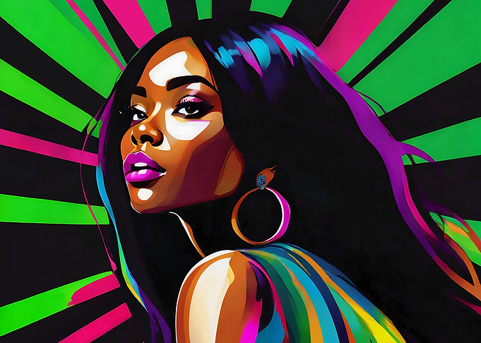 Vibrant Portrait with Geometric Background