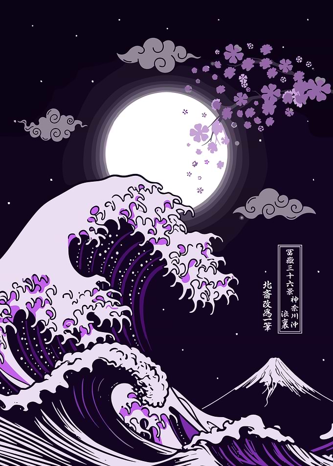 Great Wave Purple Night