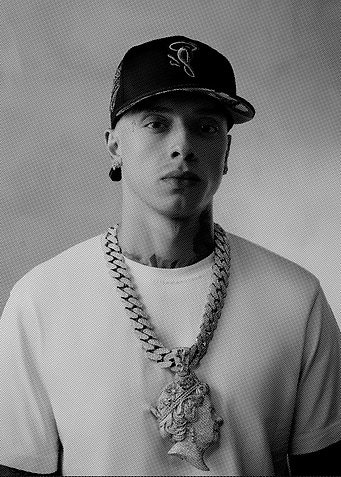 Monochrome Portrait with Chain and Cap