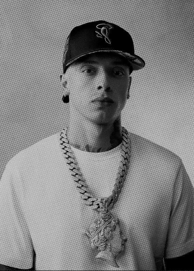 Monochrome Portrait with Chain and Cap