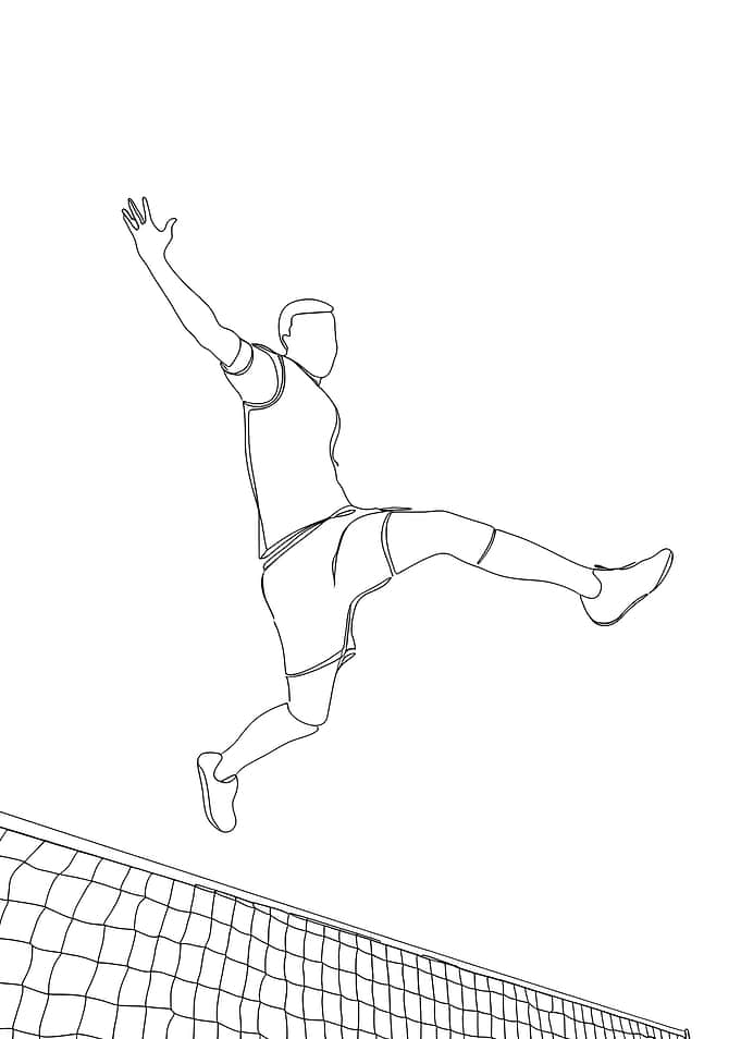 Volleyball Player Minimalist Line Art
