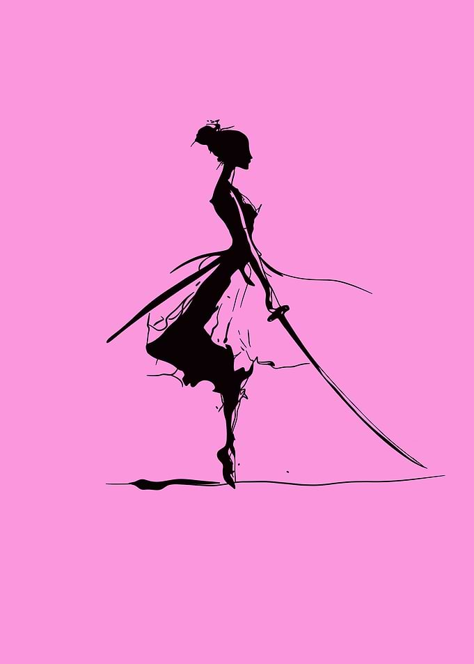 Silhouette of Ballerina with Katana
