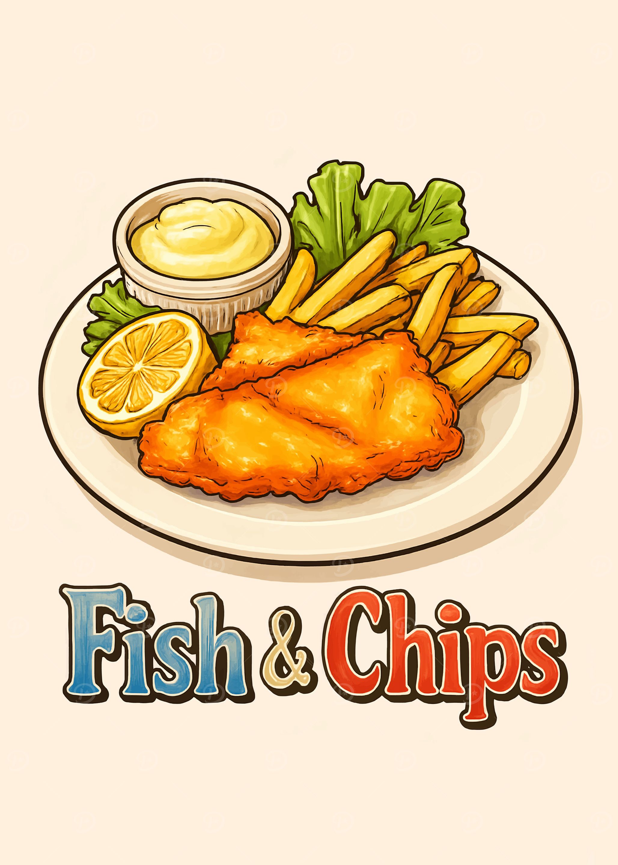 Fish and Chips Cartoon