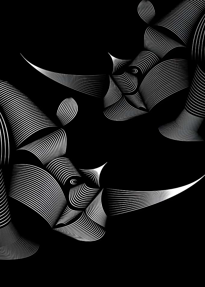 Abstract Rhino Line Art