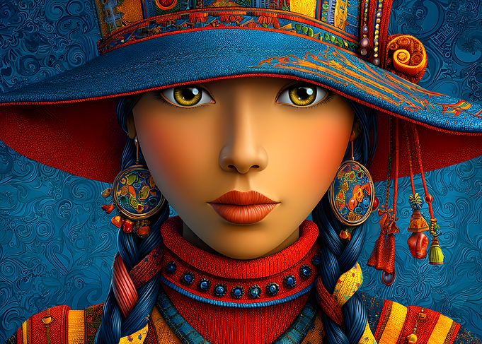 Portrait of a woman with hat