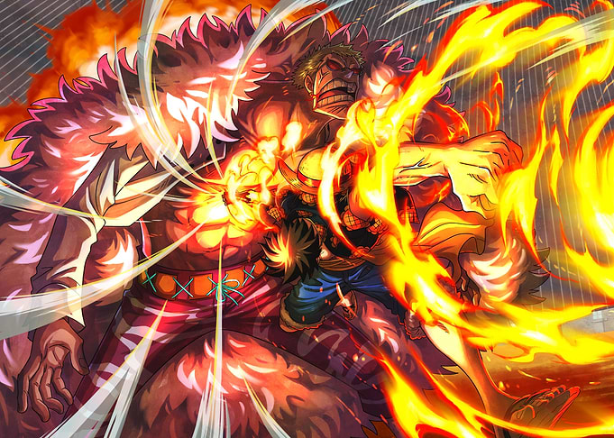 Iconic Painted Luffy Red Hawk vs Donquixote Doflamingo
