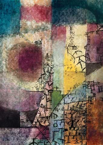 Abstract Watercolor Painting with Geometric Shapes, paul klee paintings