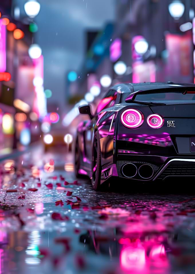 Nissan GT-R in Neon Cityscape