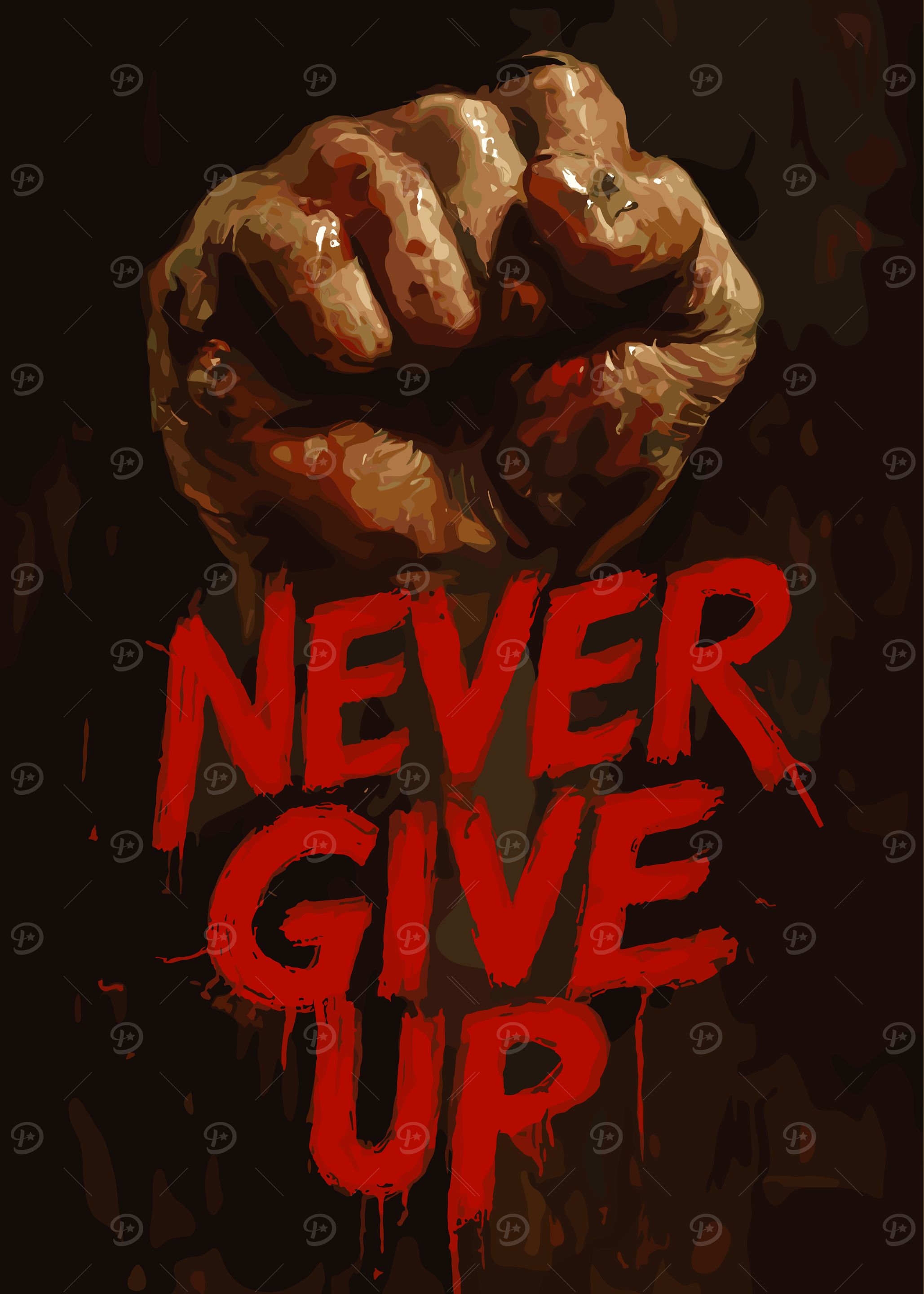 Never Give Up Fist Illustration