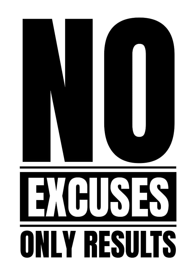 No Excuses Only Results Text Art