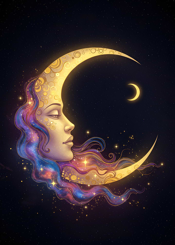 Celestial Moon Woman Digital Art