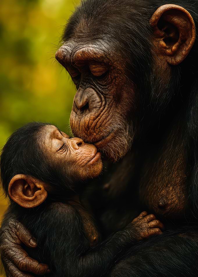 Chimpanzee Mother and Baby Affection