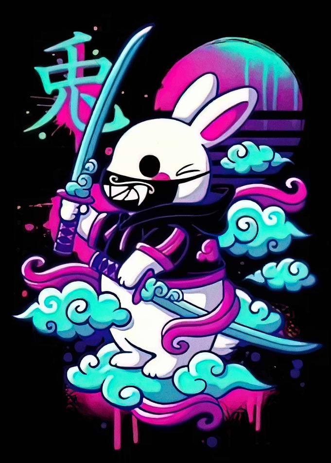 Ninja Rabbit with Swords