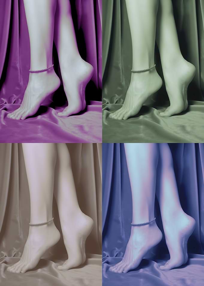 Anklets on legs with color variations