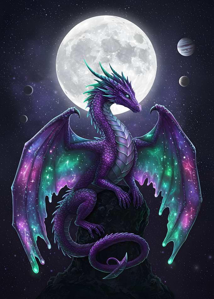 Cosmic Dragon under the Moon