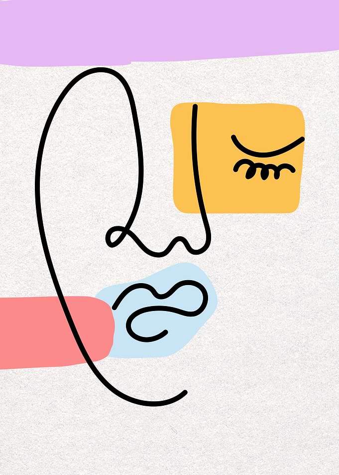 Abstract Face Line Art