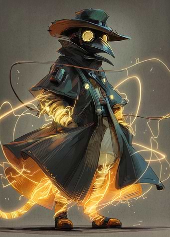 Steampunk Plague Doctor with Electric Aura