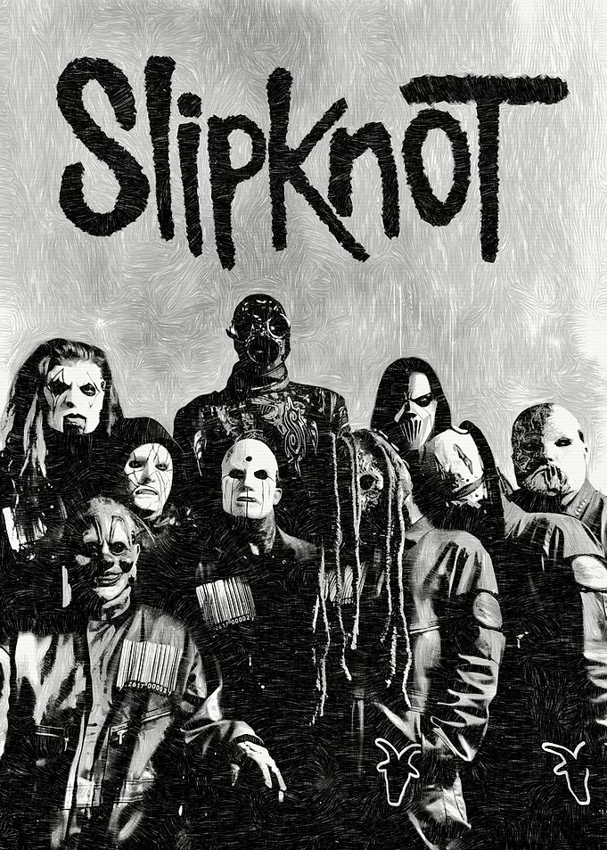 Slipknot Band Monochrome Portrait