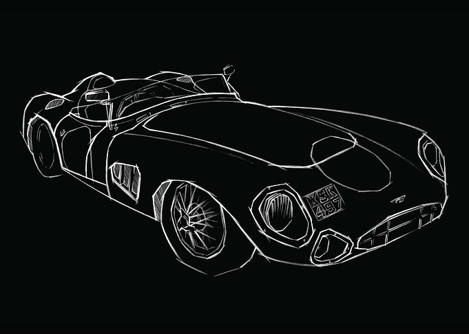 Aston Martin DBR1 Sketch on Black
