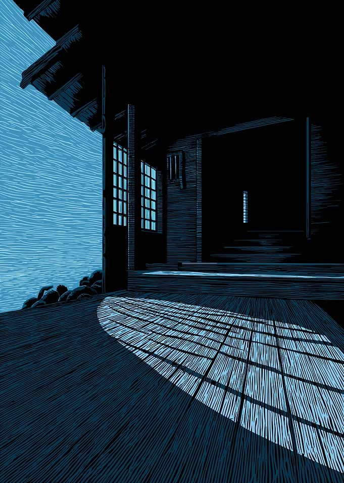Monochromatic Japanese House by the Sea
