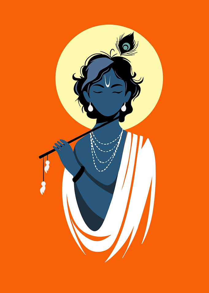 Krishna playing flute illustration