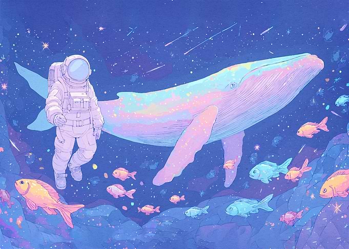 Astronaut Whale Fish Space