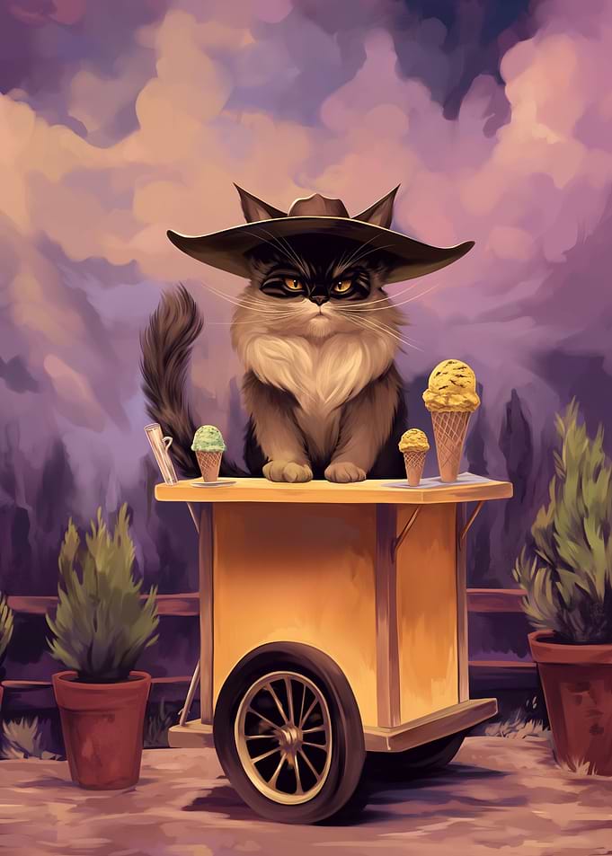 Cat Cowboy Ice Cream Vendor
