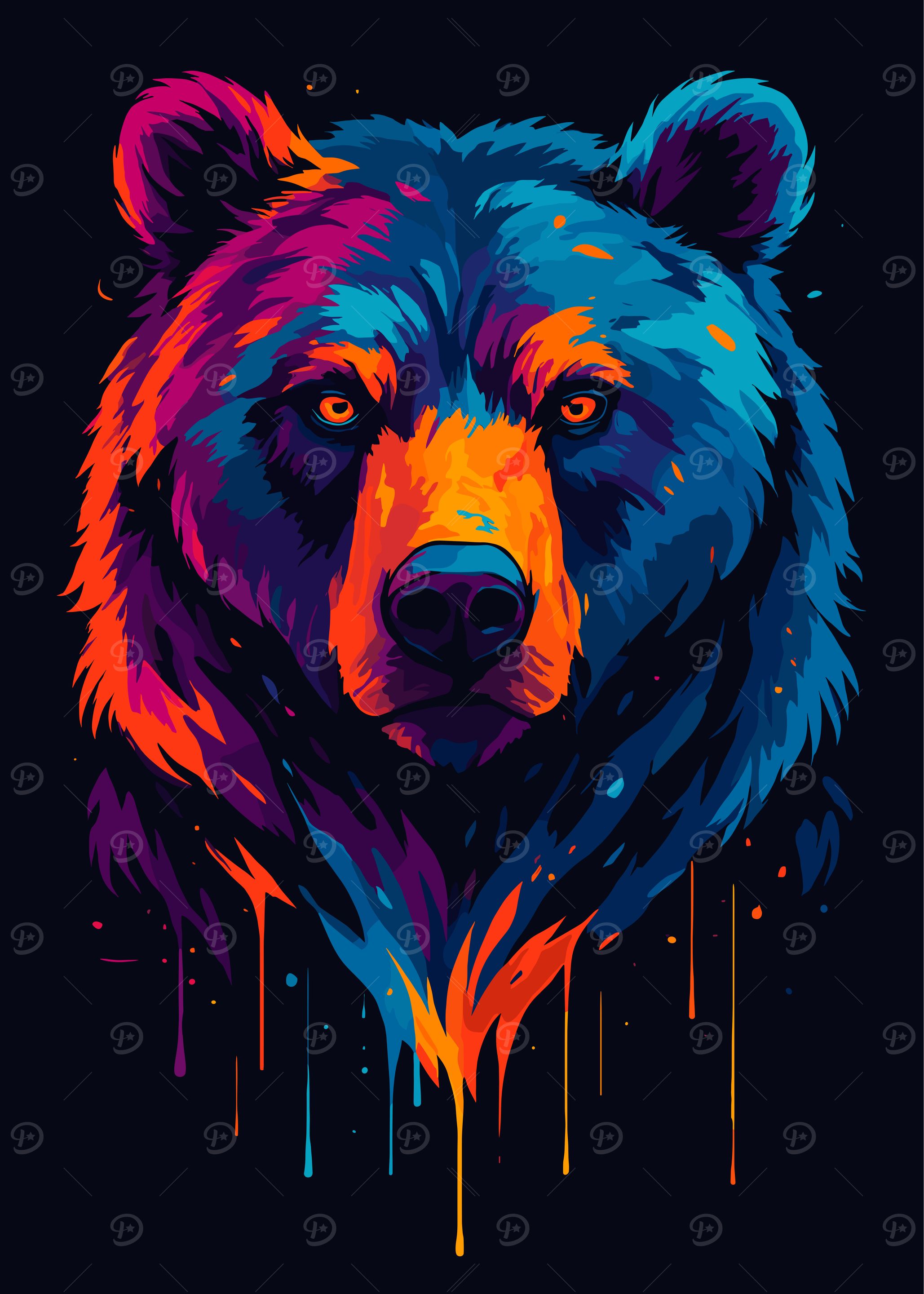 Colorful Bear Portrait