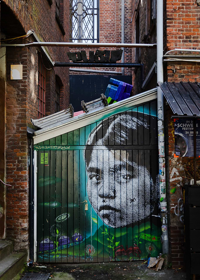 Urban Alleyway Portrait Graffiti Art
