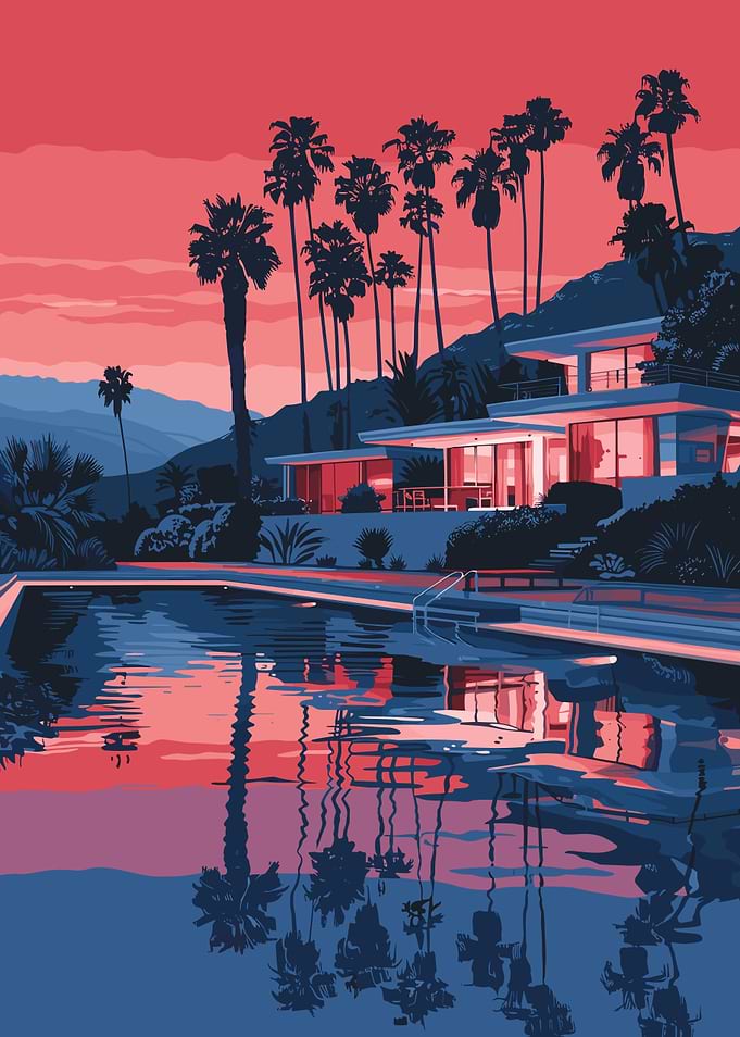 Modern House with Pool and Palms
