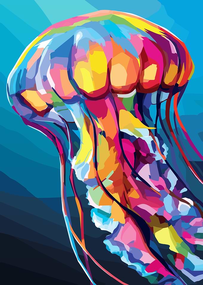 Colorful Jellyfish Digital Art