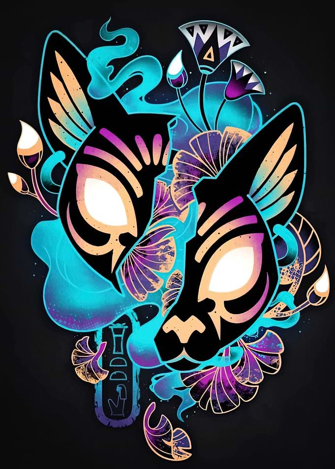 Egyptian Cat Goddess Bastet Illustration