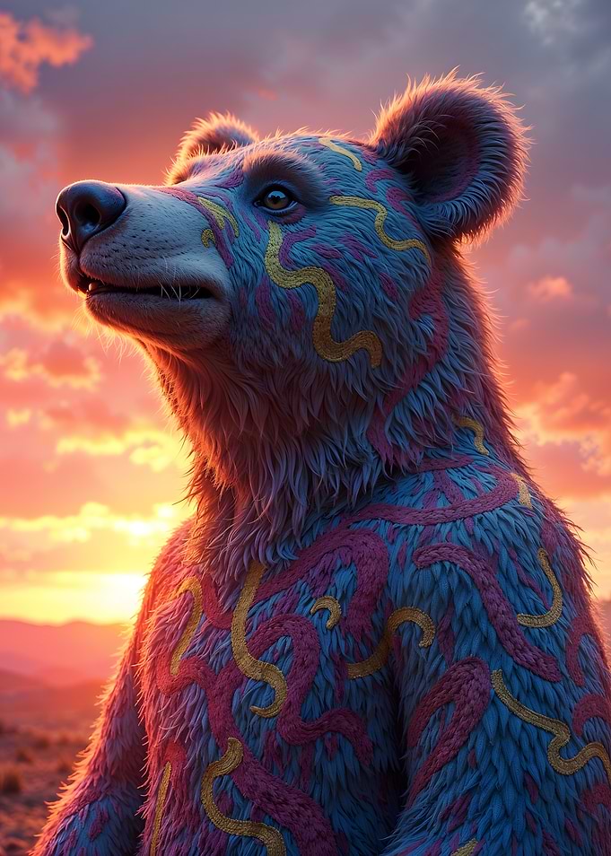 Colorful Bear at Sunset