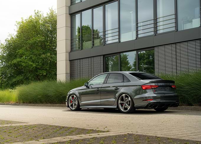 Gray Audi RS3 Sedan Rear View