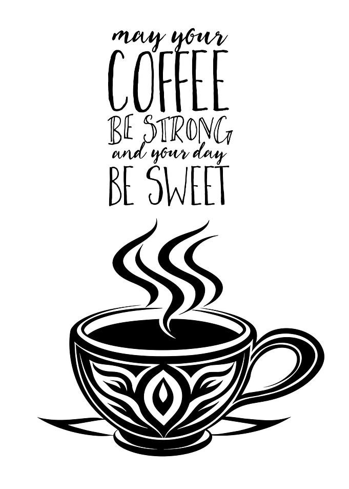 Coffee Cup Black and White Art