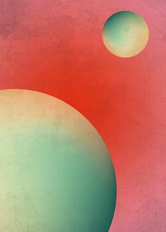 Abstract Spheres in Red and Teal