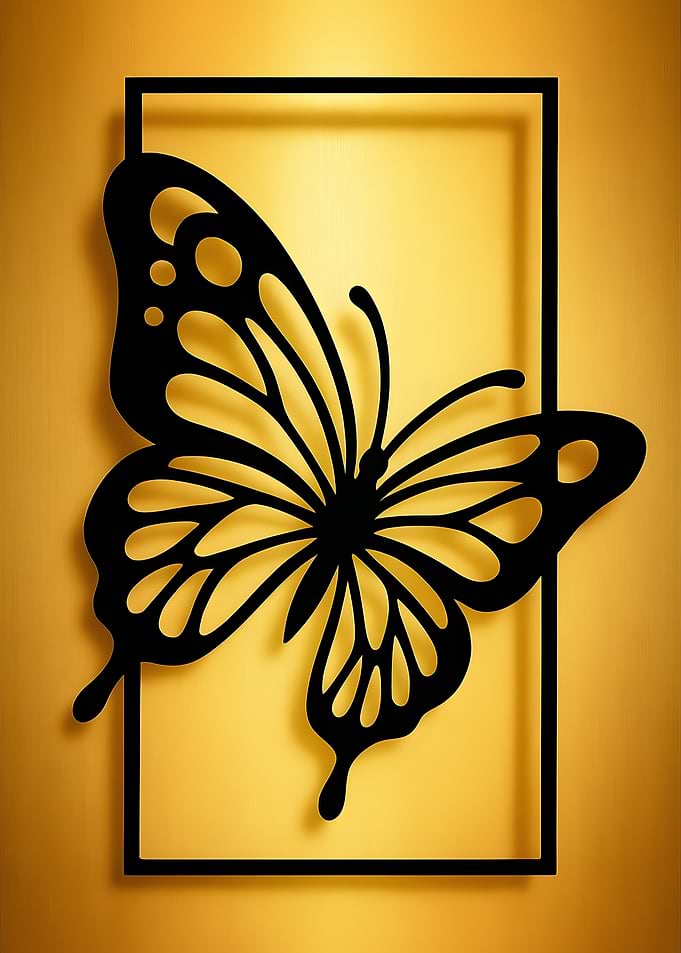 Black Butterfly Silhouette in Frame