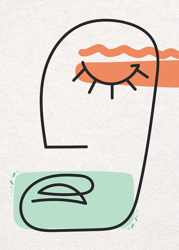 Abstract Face Line Art