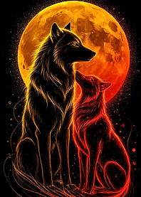 Wolves Fiery Moon