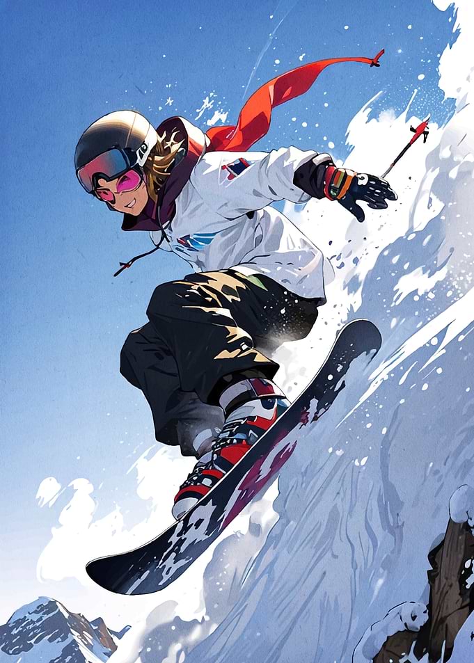 Anime Snowboarder Landscape