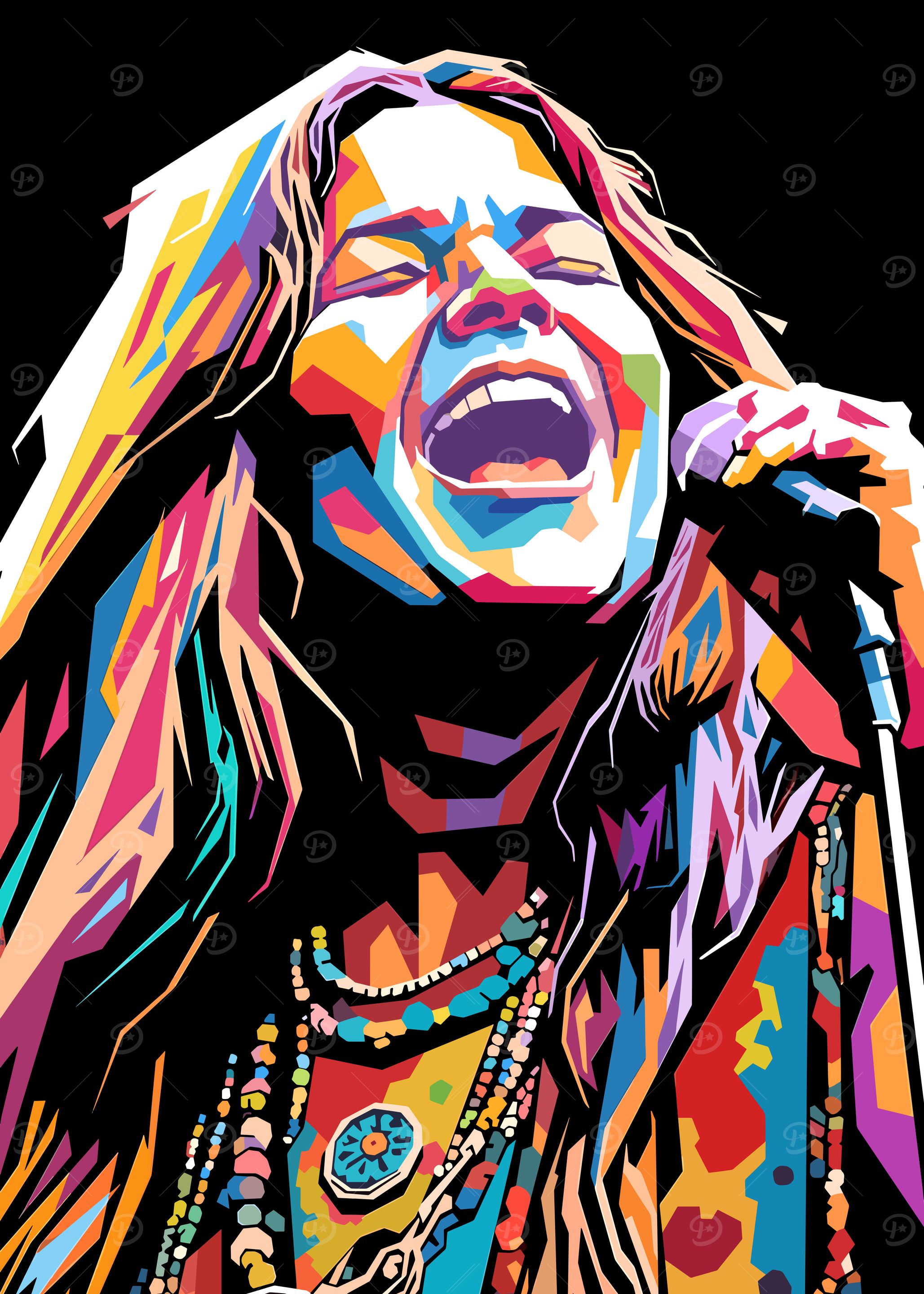 Janis Joplin Colorful Pop Art Portrait