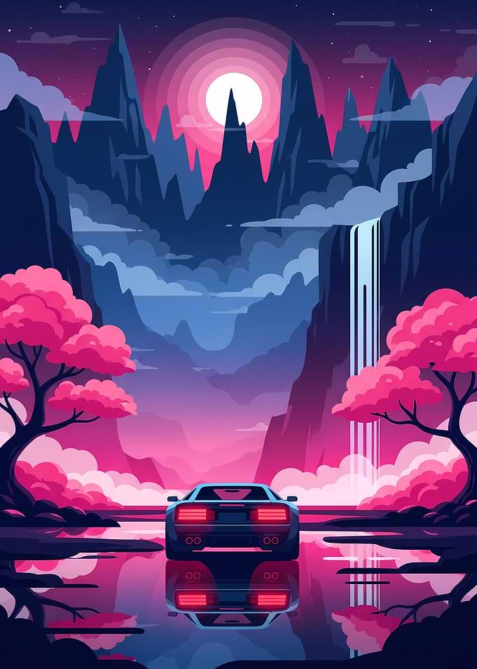 Retro Car in Mountain