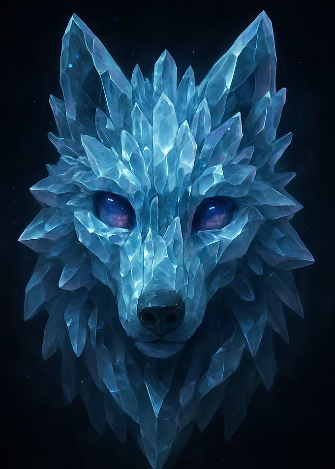 Crystal Wolf Head Portrait