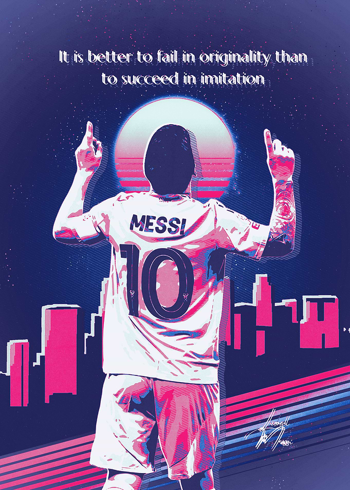 Messi Retro Art Poster