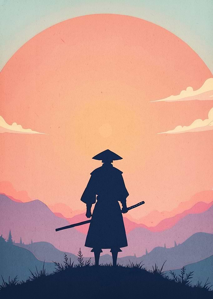 Silhouette Samurai Sunset