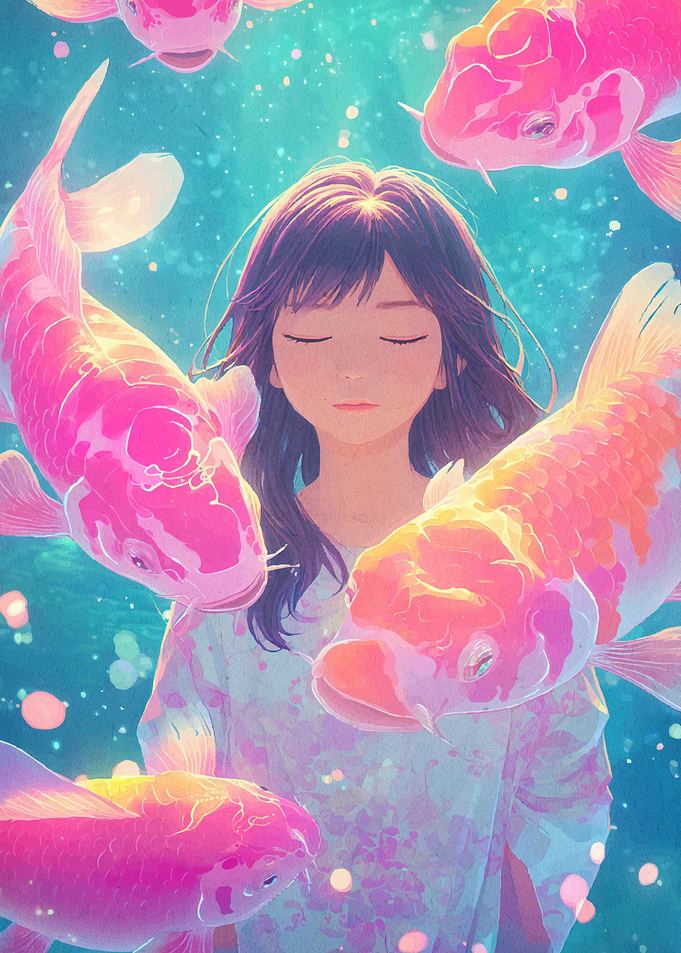 Girl Koi Fish Dreamscape