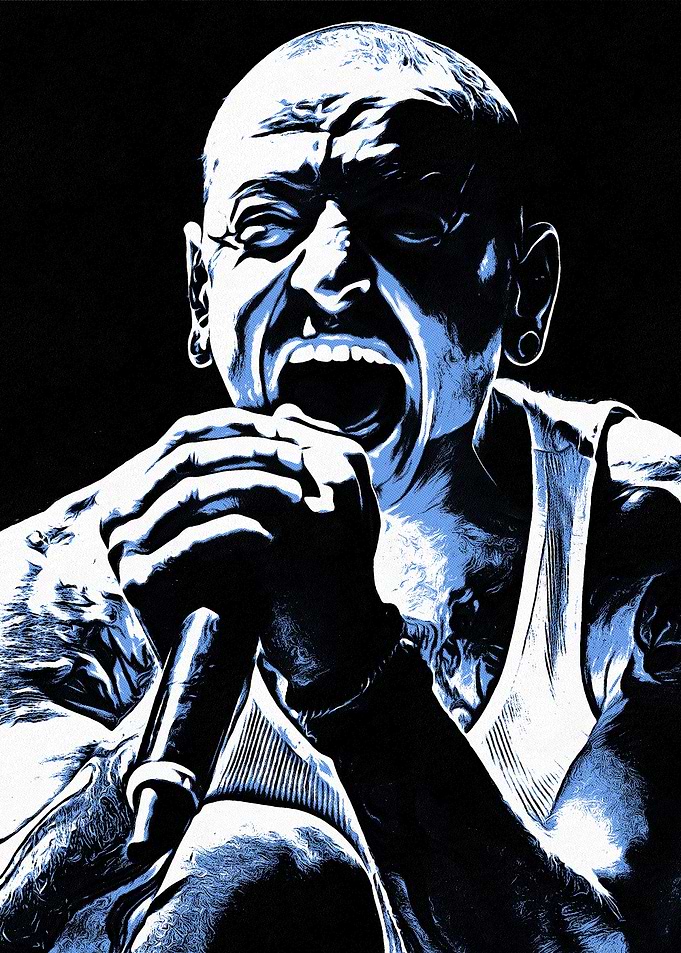 Chester Bennington singing portrait